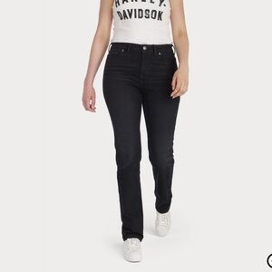 Harley Davidson Women’s High Rise Boot Cut Straight Leg Black Denim Jeans 24